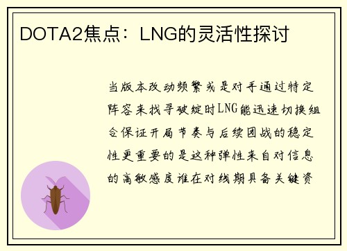 DOTA2焦点:LNG的灵活性探讨
